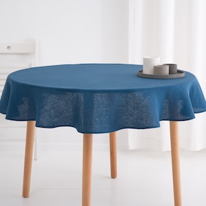 Runde Tischdecke | Wunschfarbe Leinen | Europäisches OEKO-TEX Leinen | Handarbeit | Rustikal Esszimmer | Umweltfreundlich | Stilvolles Tisch-Set