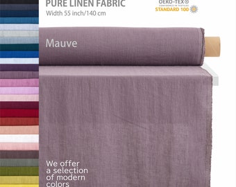 Tissu en lin biologique par mètre, meilleur tissu en lin, tissu en lin de qualité européenne premium pour vêtements, tissu pour draperie en lin violet