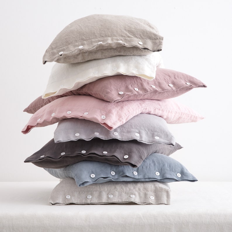 Linen Pillow Cover Linen Pillowcase With Buttons Linen Etsy