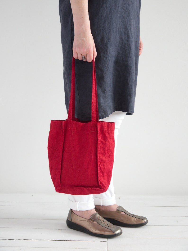 LINEN TOTE BAG Organic Tote Bag Linen Shoulder Bag Pure Linen Tote Bag Linen Shopping Bag Reusable Tote Bag image 8