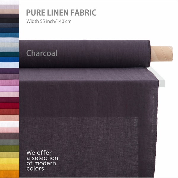 Tissu en lin, Tissu pur lin par mètre, Meilleurs textiles en lin, Qualité européenne supérieure à vendre, Couleurs gris anthracite naturel