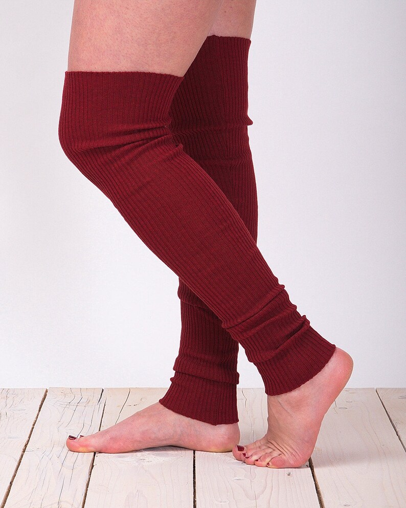 Knit Red Leg Warmers Thigh High Socks Knee Socks Hand made Socks Leg Warmers Boot Socks Knit Knee Socks Knee High Socks