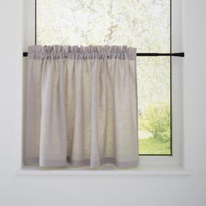 Semi Sheer Linen Cafe Curtains Ruffle Header Style, Cottage Short Drapes