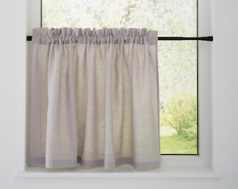 Cortinas de lino semitransparentes con volantes y estilo cafetería, estilo cabaña.