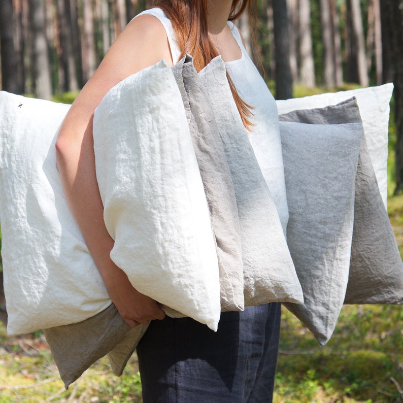 Linen Pillow Cover, Linen Pillowcase, Linen Cushion Cover, Linen Throw Pillow, Soft Linen Bed Pillow image 5
