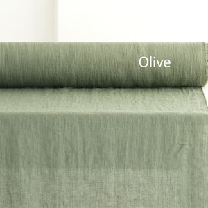 Linen fabric by the yard or meter. Olive linen fabric for sewing clothes, curtains, table linen. Natural, soft,home textiles fabric 04/07