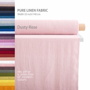 Dusty Rose organic linen fabric, high-quality European linen sold by the yard, available at a premium linen fabric store.