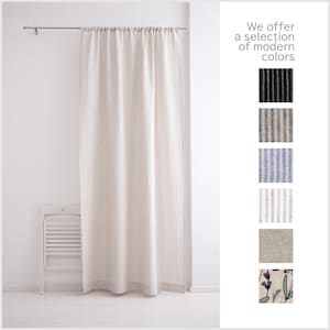 Long linen curtains, full window drapery, semi sheer curtains, washed linen Cafe drapes, light filtering