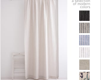 Long linen curtains, full window drapery, semi sheer curtains, washed linen Cafe drapes, light filtering