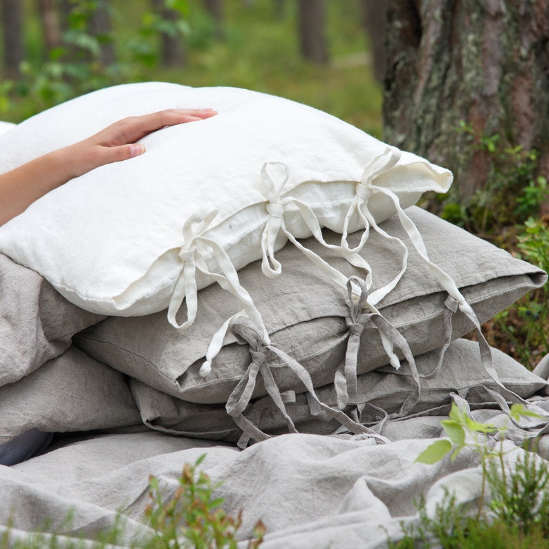 Linen Pillow Cover Linen Pillowcase With Ties Linen Cushion Etsy