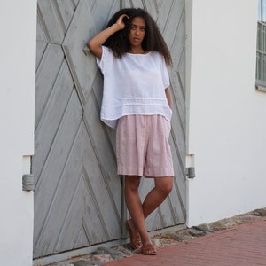 Women's Linen Top Oversized Linen Shirt, Breathable and Comfortable, Available in Various Colors 12. Optic White