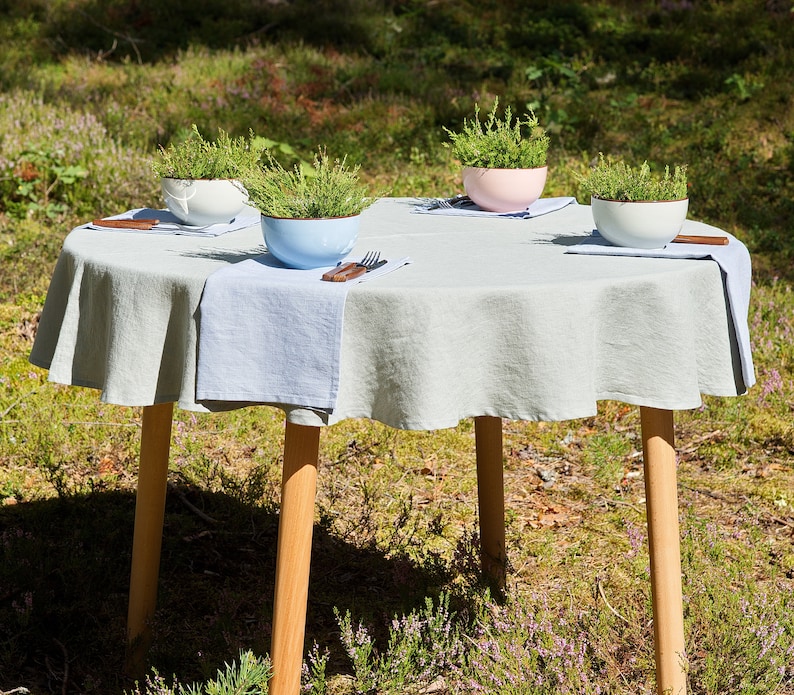 Round Linen Tablecloth Wedding Linen Tablecloth Handmade Etsy