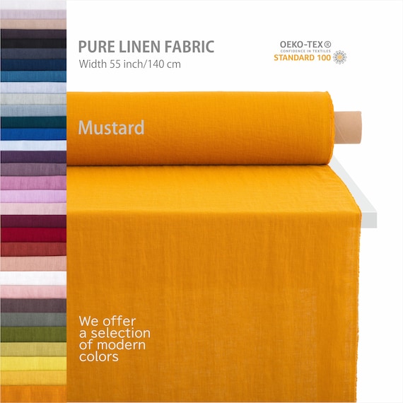 Pure linen fabric by the yard, Best flax textiles, Premium European quality for sale, Natural colors, washed linen fabric store