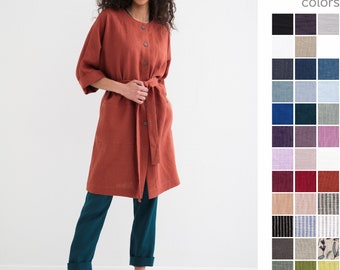 Plus Size Linen Maxi Coat with Pockets - Versatile Washed Linen Duster for Every Occasion 14 /03