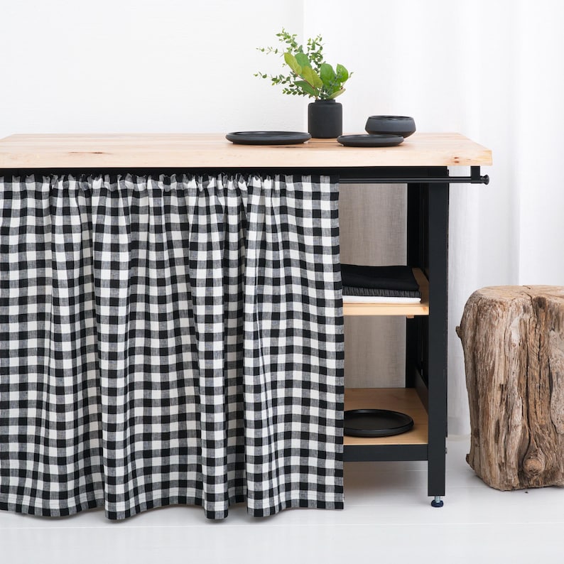 Natural Linen Curtain, Kitchen Cupboard, Bathroom Shelf, Custom Size, OEKO-TEX, Stonewashed Linen, Eco-Friendly Decor image 9