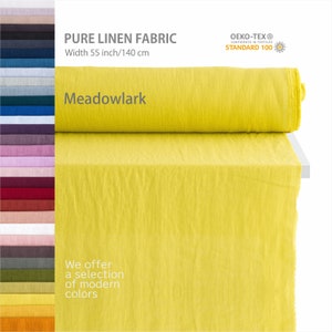 Pure linen fabric by the yard, Best flax textiles, Premium European quality for sale, Natural Yellow, Green colors, Linen fabric store