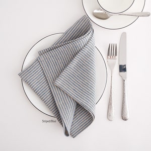 Linen napkins. Washed linen napkins. Soft linen napkins for your kitchen and table linens. Undyed / Blue