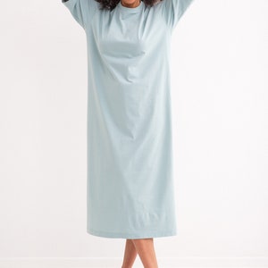 Women Dress, T-Shirt Dress, Organic Cotton Dress Dusty Blue