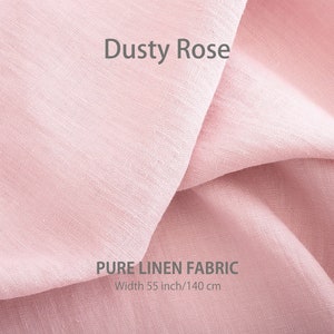 Close-up of dusty rose pure linen fabric, showcasing the organic texture and premium European quality sold by the yard.