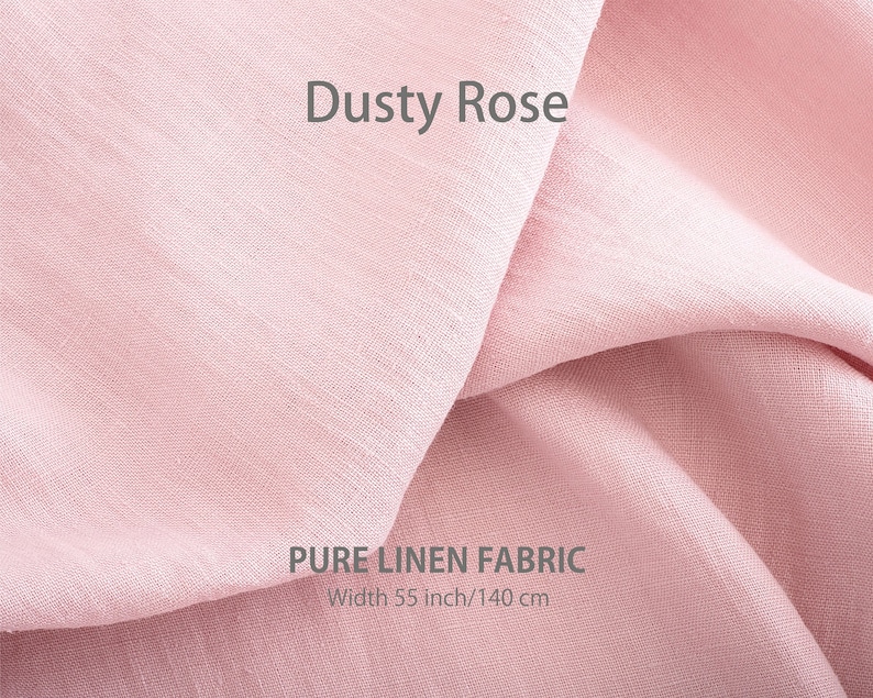 Close-up of dusty rose pure linen fabric, showcasing the organic texture and premium European quality sold by the yard.