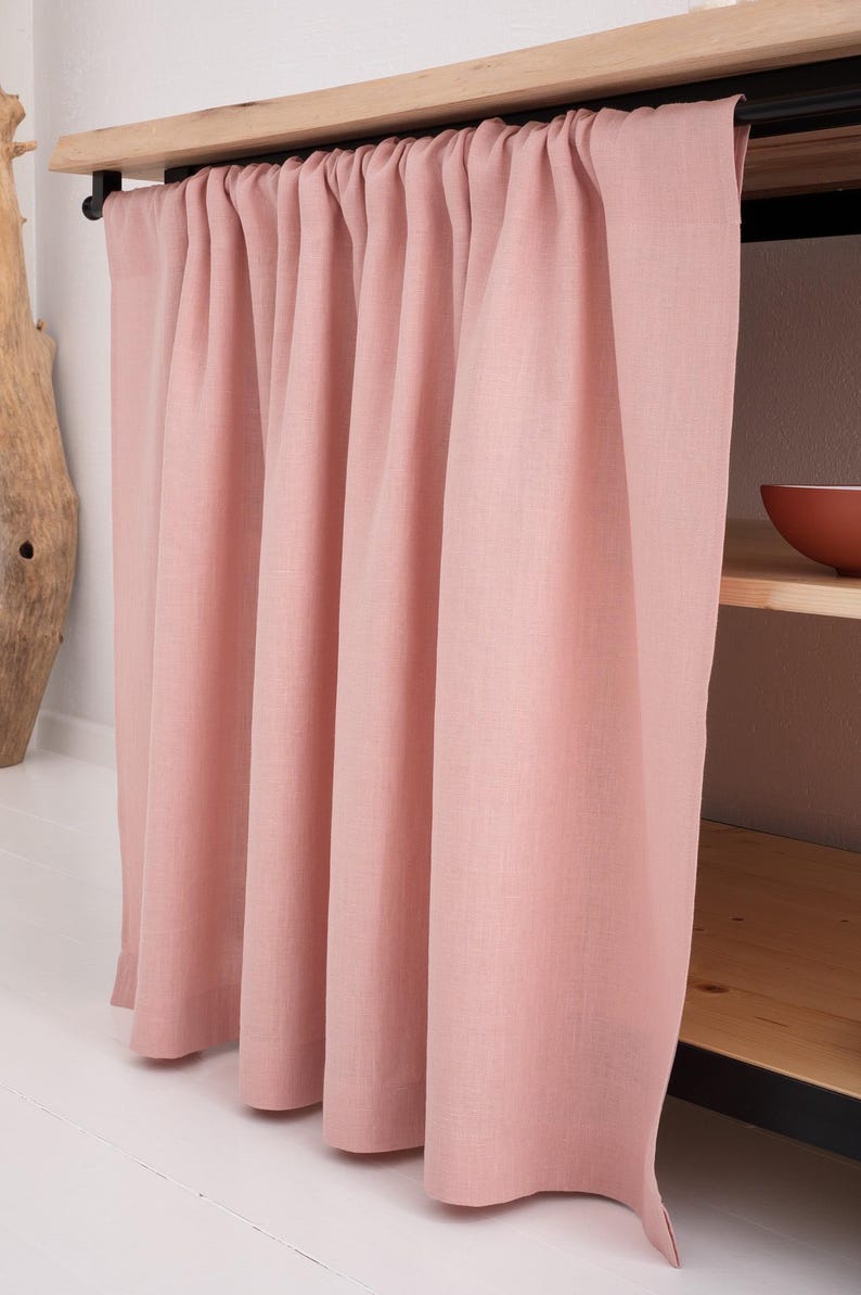 Natural Linen Curtain, Kitchen Cupboard, Bathroom Shelf, Custom Size, OEKO-TEX, Stonewashed Linen, Eco-Friendly Decor image 16