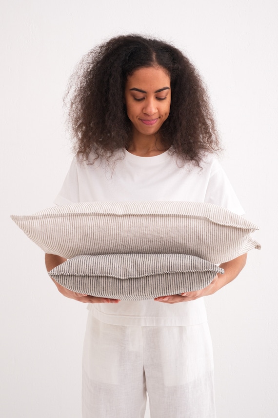 LINEN PILLOW COVER - Square Pillow Cover - Softened Pillow Case - Zipper Pillow Case - Stylish Pillow  Cover - Organic Pillow Case