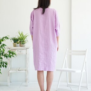 Linen Dress. Loose Silhouette Linen Dress with pockets. Linen Summer Tunic image 2