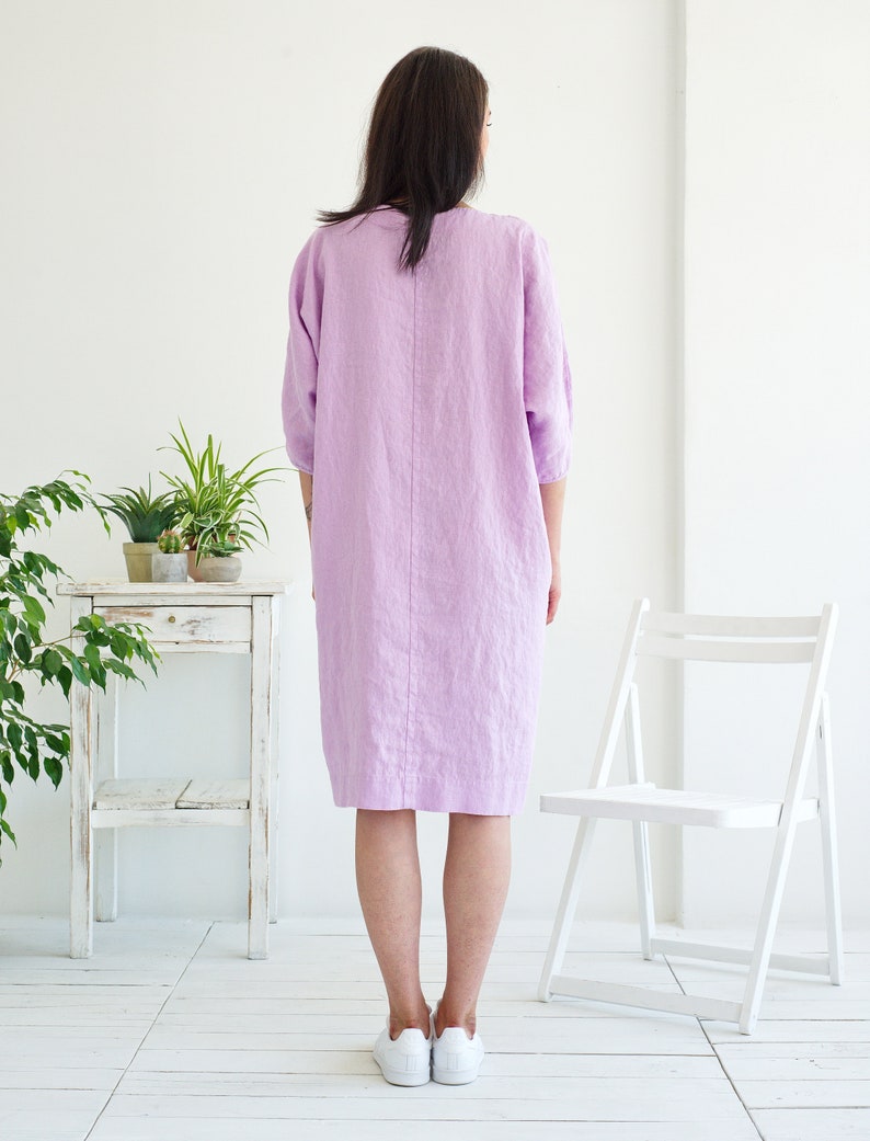 Linen Dress. Loose Silhouette Linen Dress with pockets. Linen Summer Tunic image 2