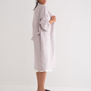 Linen Robe, Linen Bath Robe, Soft Linen Lounge Wear, Linen Kimono Robe image 4