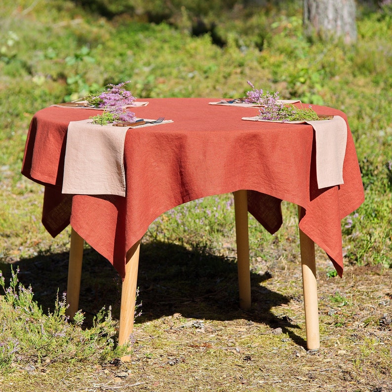 Square Linen Tablecloth Custom Color Linen Tablecloth Rustic Etsy