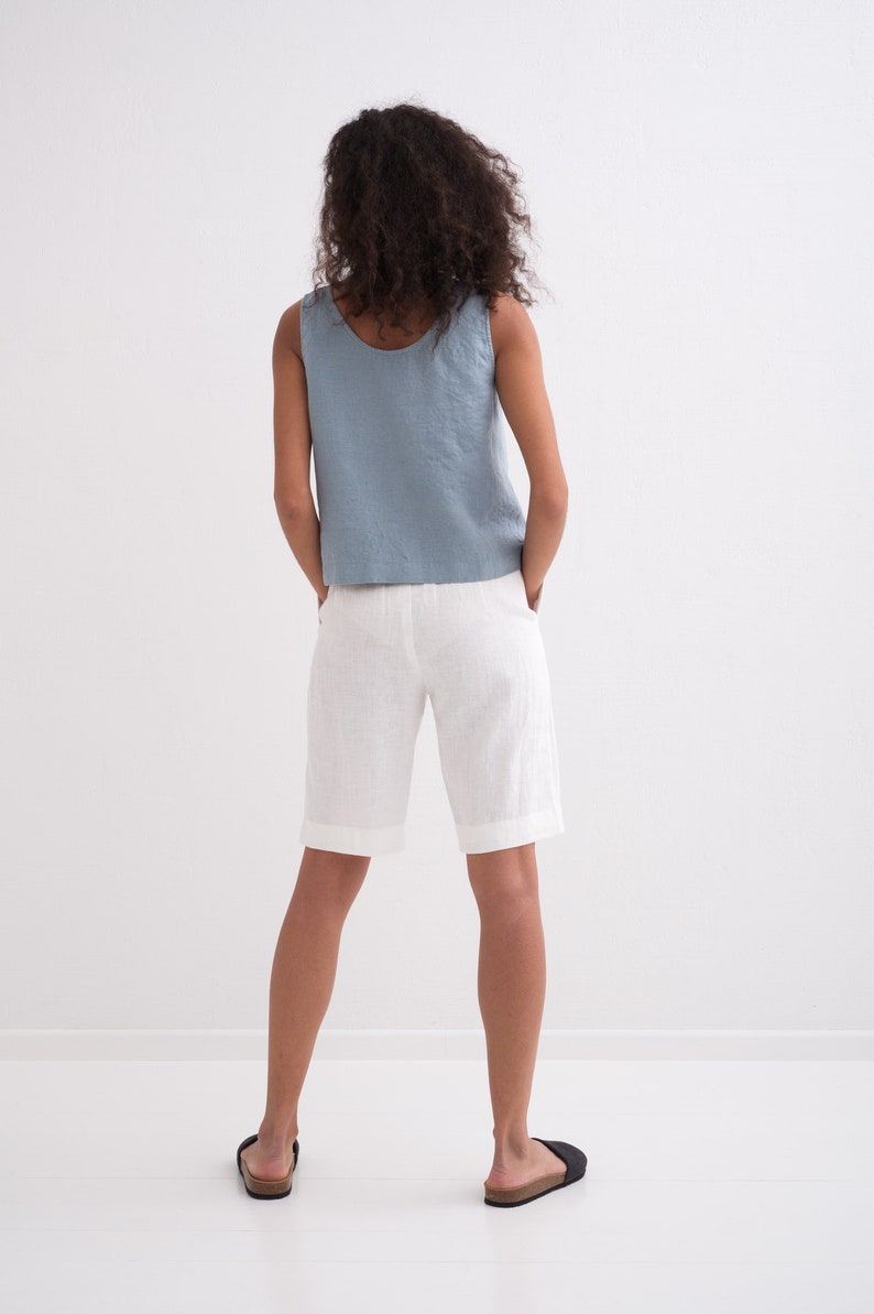 Linen Top. Linen Tank Top with Buttons, Linen Sleeveless Top image 4