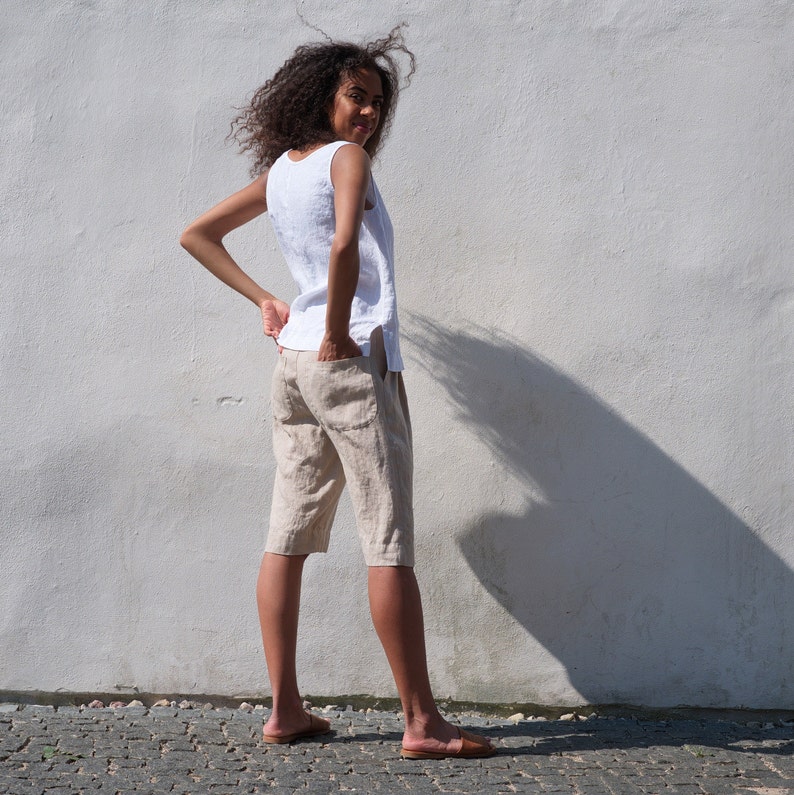 Linen Shorts, Women Linen Shorts, Summer Shorts, Loose Fit Shorts image 3
