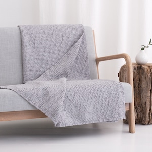 Linen blankets and throws, Stone washed soft inen blend bedspread coverlet, Linen sofa cover slipcover image 1