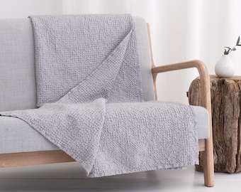 Linen blankets and throws, Stone washed soft inen blend bedspread coverlet, Linen sofa cover slipcover