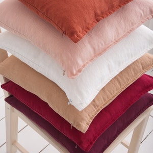 Linen pillow sham, Decorative Pillow Cases, Linen Cushion Covers with zipper, Linen Home Decor, Trow Linen Pillow, Linen Gift 20. Powder