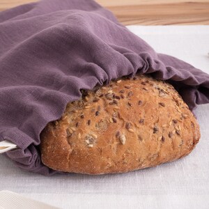 Linen Bread Bag, Baguette Bag, Storage Linen Bags, Fresh Bakery Shopping bag image 7