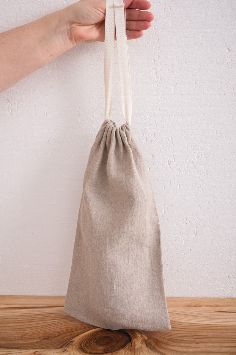 Linen Bread Bag, Reusable Linen Bag, Zero Waste Linen Bread Bag, Storage Linen Bags, Linen Gift image 2