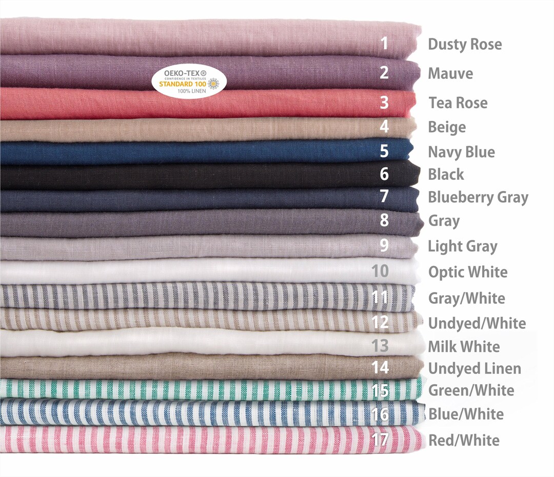 Lightweight Linen LINEN FABRIC SAMPLES, Light Weight Linen 130g/m2 Fabric, Softened Stone ...
