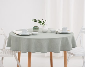 Round Linen Tablecloth, Custom Color Linen Tablecloth,  Wedding Linen Tablecloth,  Handmade Linen Tablecloth