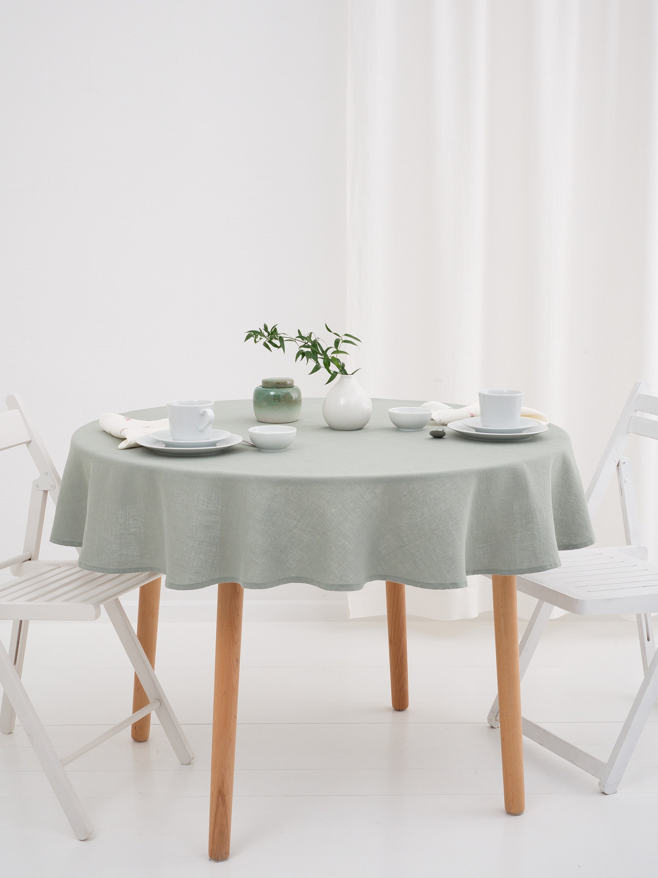 Round Tablecloth, Custom Color Linen, Handmade  Linen Table Decor, Stylish Table Set