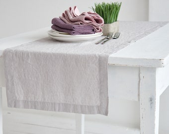 Linen Table Runner, Natural Linen Table Runner,  Linen Table Decor