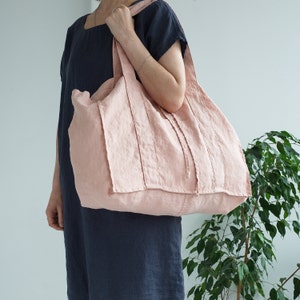 LINEN TOTE BAG - Organic Tote Bag - Linen Shoulder Bag - Pure Linen Tote Bag - Linen Shopping Bag - Reusable Tote Bag