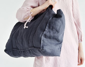 LINEN TOTE BAG - Organic Tote Bag - Linen Shoulder Bag - Pure Linen Tote Bag - Linen Shopping Bag - Reusable Tote Bag