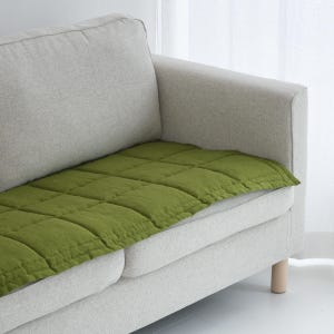 Reversible Linen Sofa Pad Topper, Quilted Couch Slipcover for Pets, Sectional Friendly Seat Cover, Washable Sofa Mat 50XCP image 5