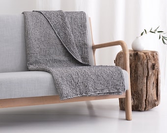 Natürliche Decke aus Leinen und Baumwolle, Weicher Leinenüberwurf, Waffelmuster Leinen Sofadecke