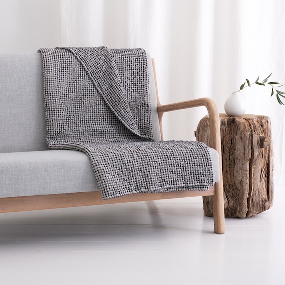 Natural Inen and Cotton Blend Throw Blanket, Soft Linen Bespread, Waffle  Patern Linen Sofa Trow - Etsy