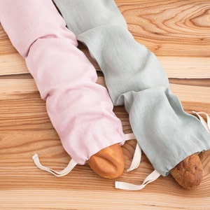 Linen Bread Bag, Baguette Bag, Storage Linen Bags, Fresh Bakery Shopping bag image 1