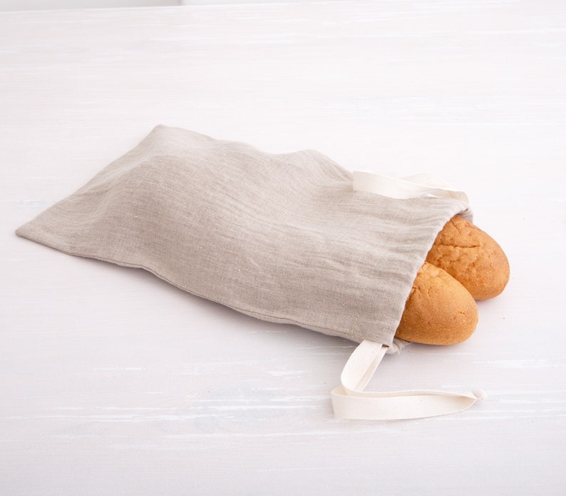 Linen Bread Bag, Reusable Linen Bag, Zero Waste Linen Bread Bag, Storage Linen Bags, Linen Gift image 4