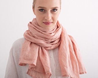 Linen Scarf Shawl. Natural soft washed linen scarf. Linen Woman Scarf.