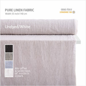Striped linen fabric by the yard, Best flax textiles, Premium European quality Wide striped linen fabric  06/03